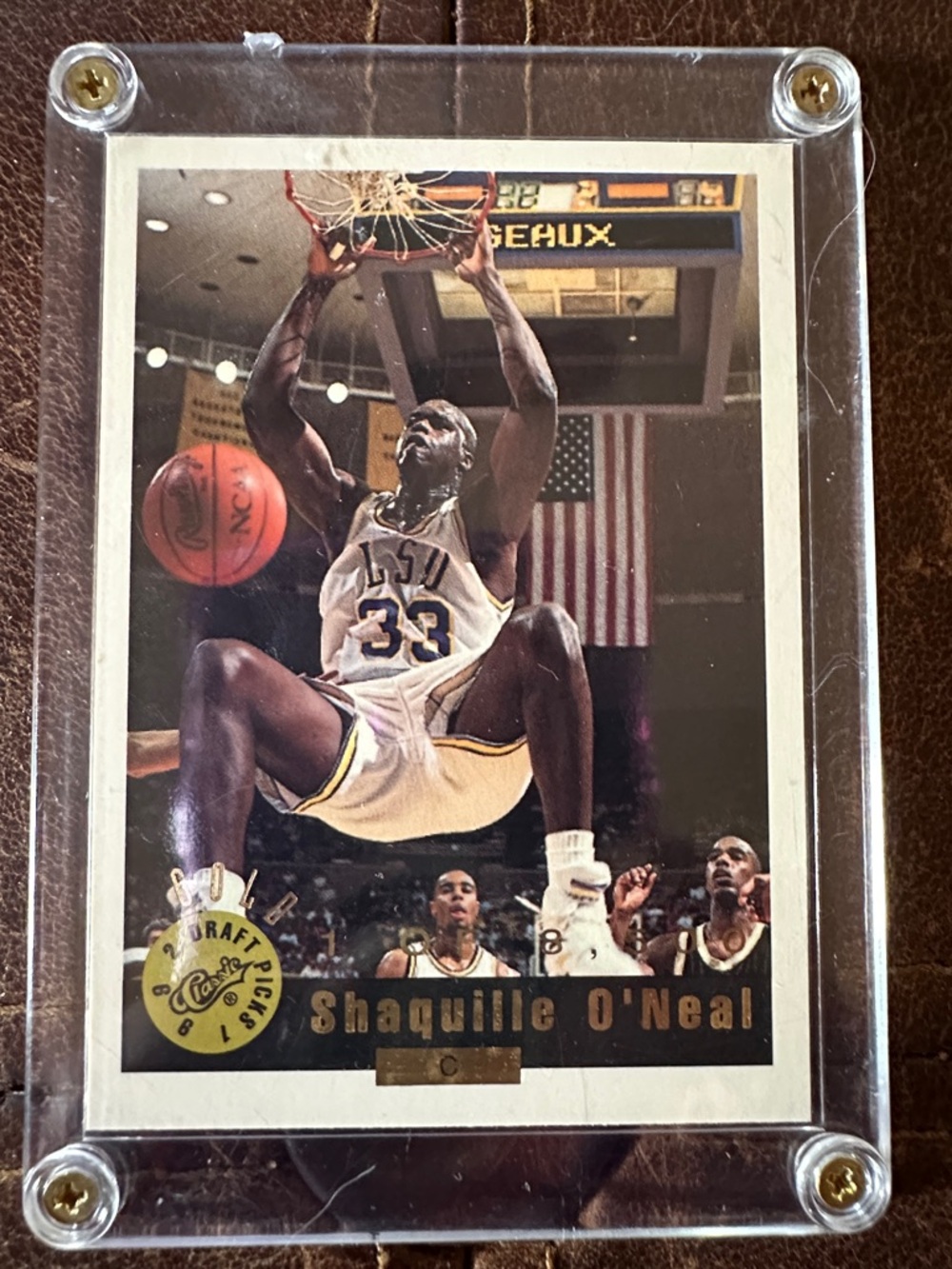 Shaquille O'Neal 1992 Draft Pick LSU Basketball Trading Card - Gold Accent
